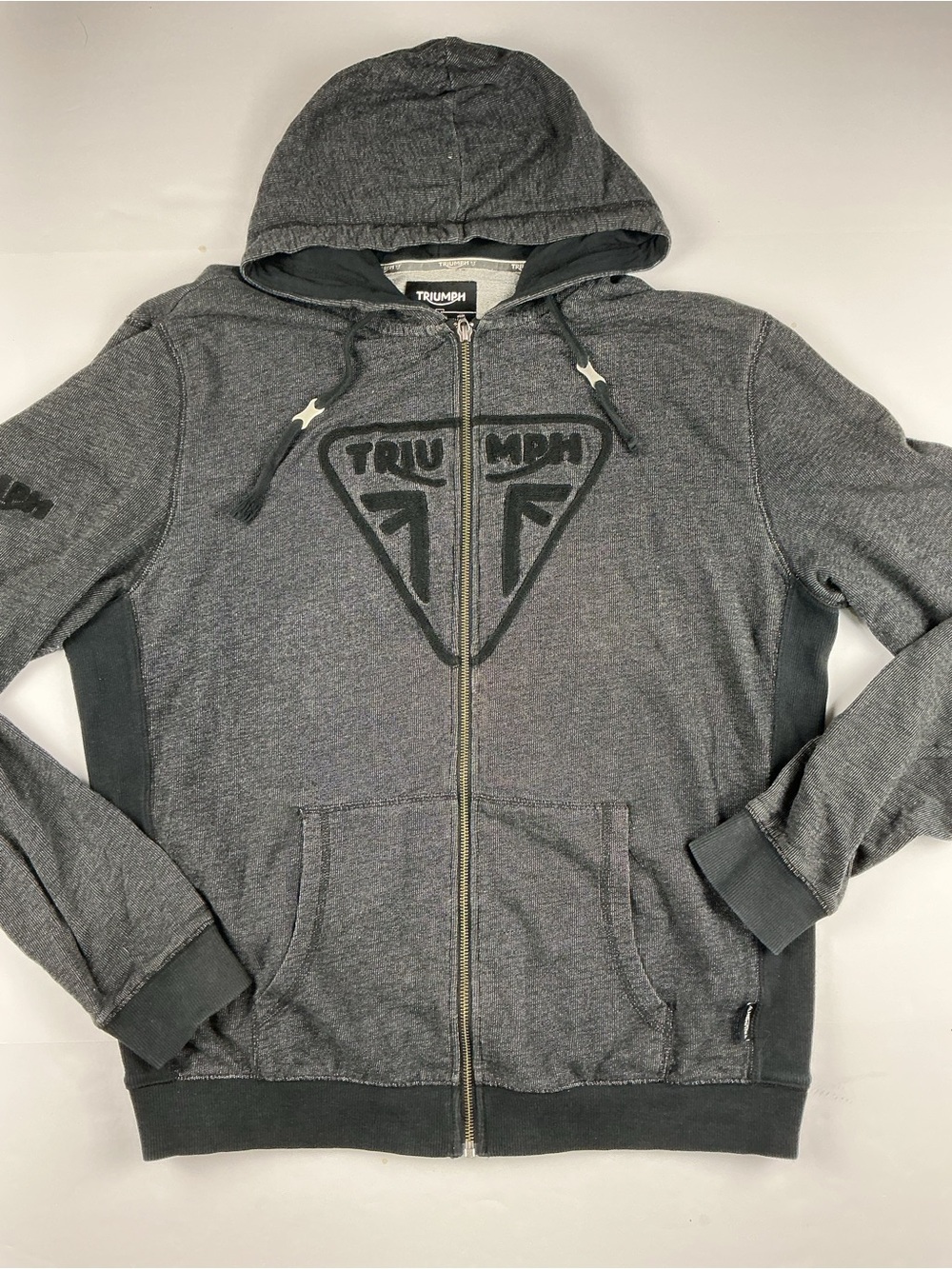 Triumph Men's Charcoal Gray Zip-Up Hooded Sweater